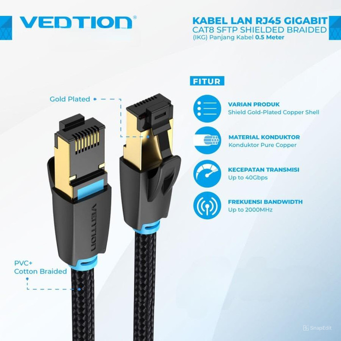 (IKG) VENTION สาย LAN CAT8 40GBPS RJ45 SFTP PATCH ETHERNET