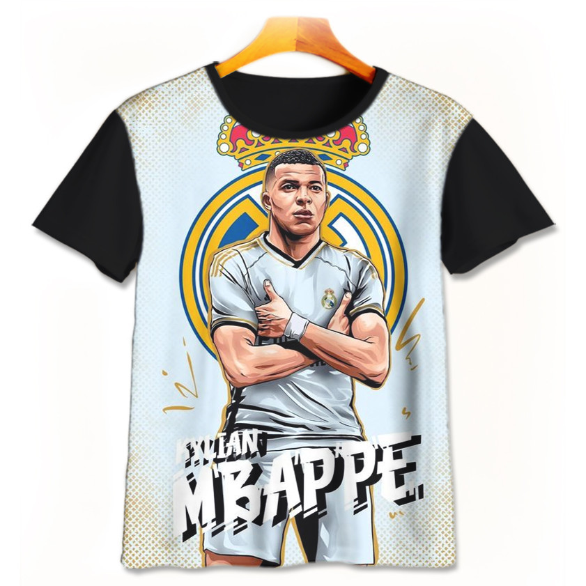 เสื้อยืดเด็กฟุตบอล - เสื้อยืดฟุตบอล 3D น่ารัก - Kylian Mbappe Mbappe-5-designWD Limited Edition เสื้