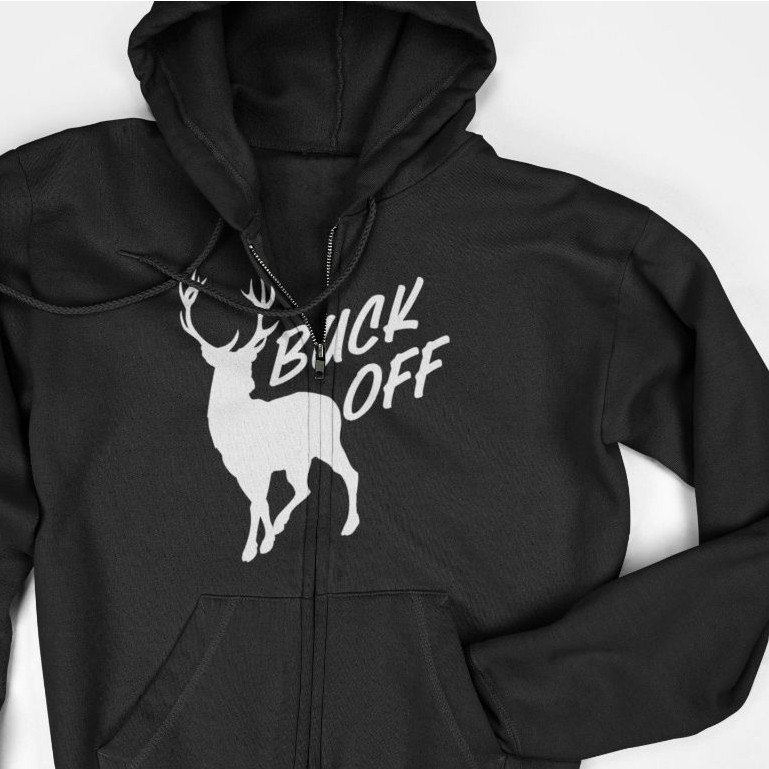 เสื้อแจ็คเก็ตซิปมีฮู้ด - Deer Buck Off
