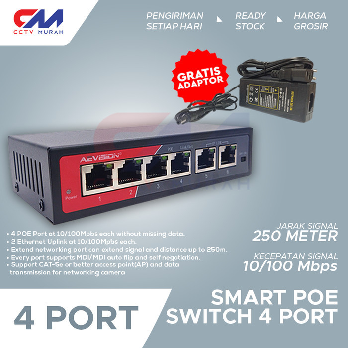 - POE SWITCH HUB POE 4+2 PORT / POE SWITCH 4 PORT