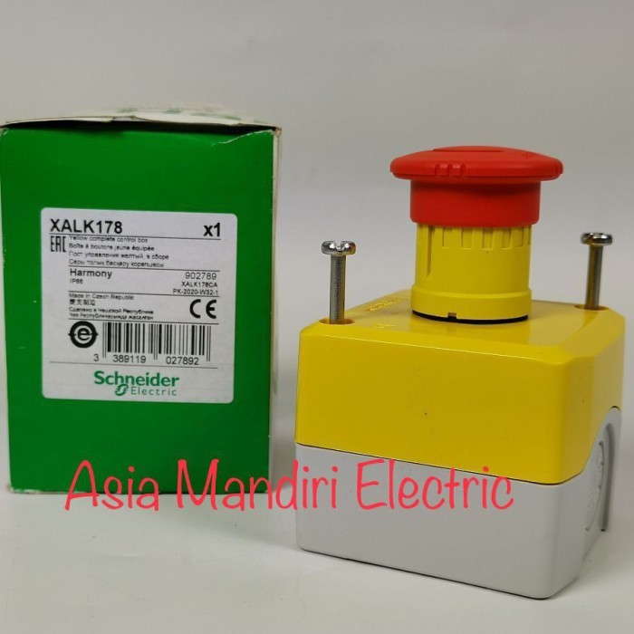 MERAH Schneider Emergency Stop red Turn To Release 1Nc Xalk178 พร้อมกล่อง