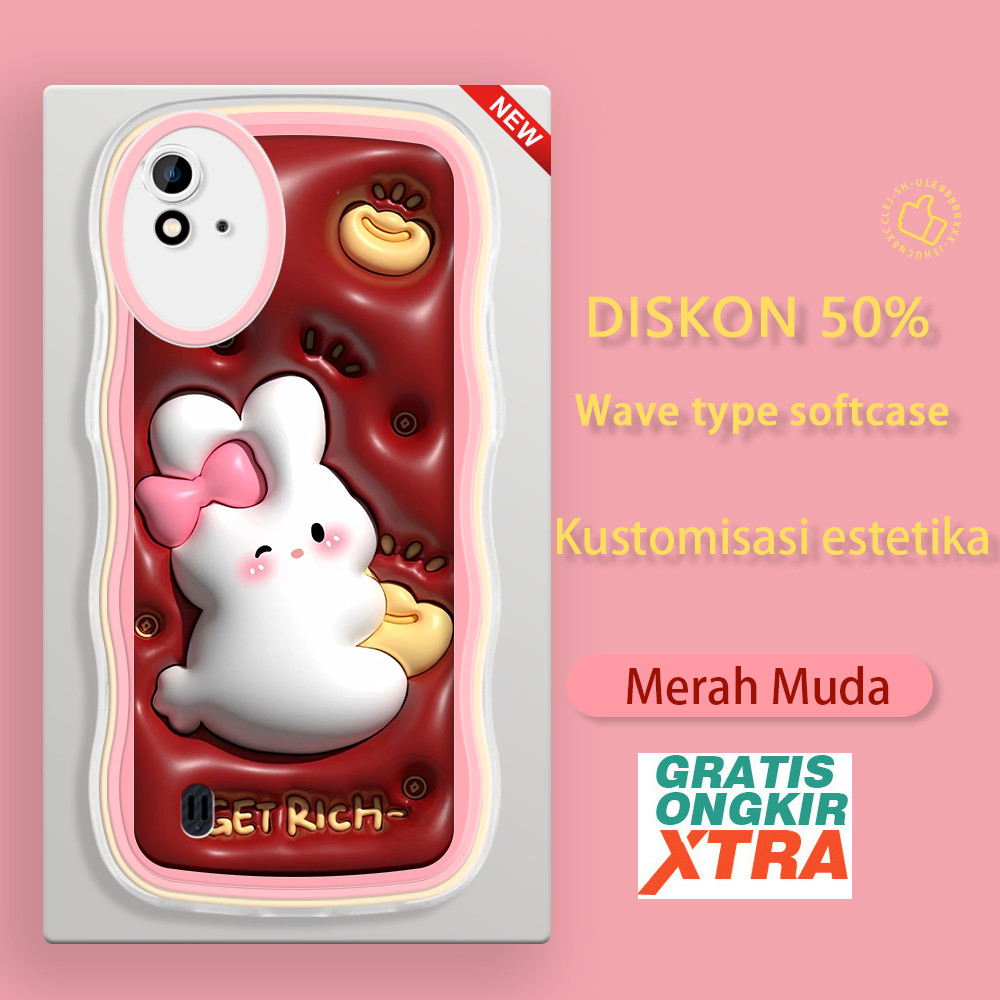 Realme 2 Pro Narzo 20 30 30A 20A 50 Pro 50i 50A Prime Q5 เคสโทรศัพท์ Wealthy Rabbit 3D สีสัน Wave Bo