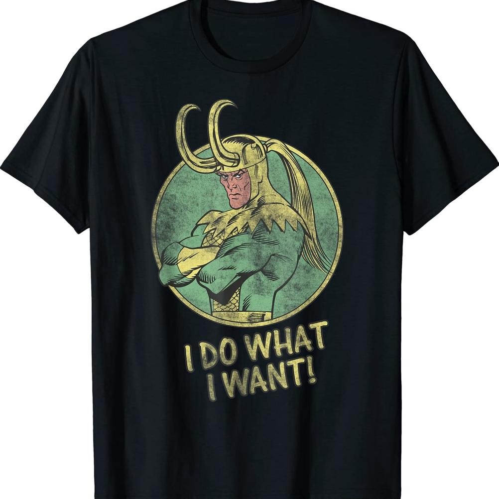 Marvel Loki I Do What I Want Faded Attitude Graphic T-Shirt Unisex