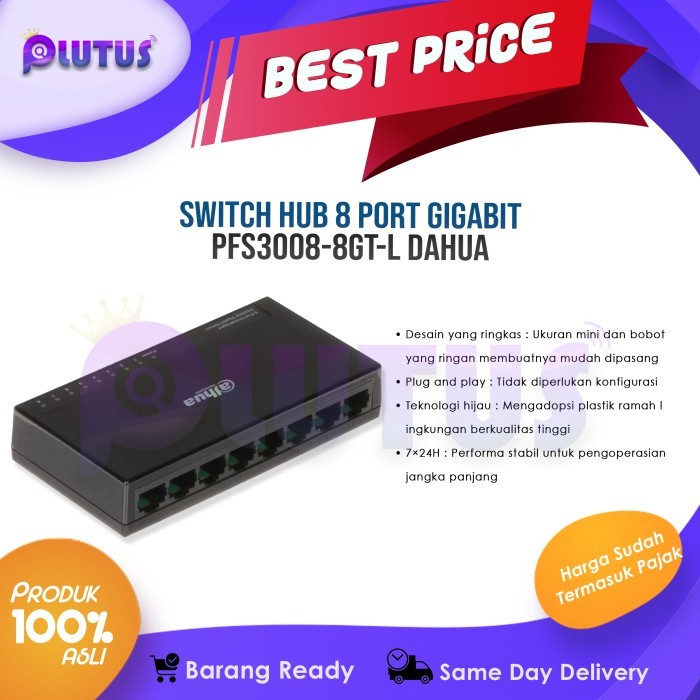 ใหม่ล่าสุด - Dahua Switch Hub 8 Port Gigabit PFS3000-8GT-L 8Port Official Warranty