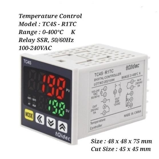 รุ่นควบคุมอุณหภูมิ: TC4S - R1TC Range : 0-400C K Relay SSR