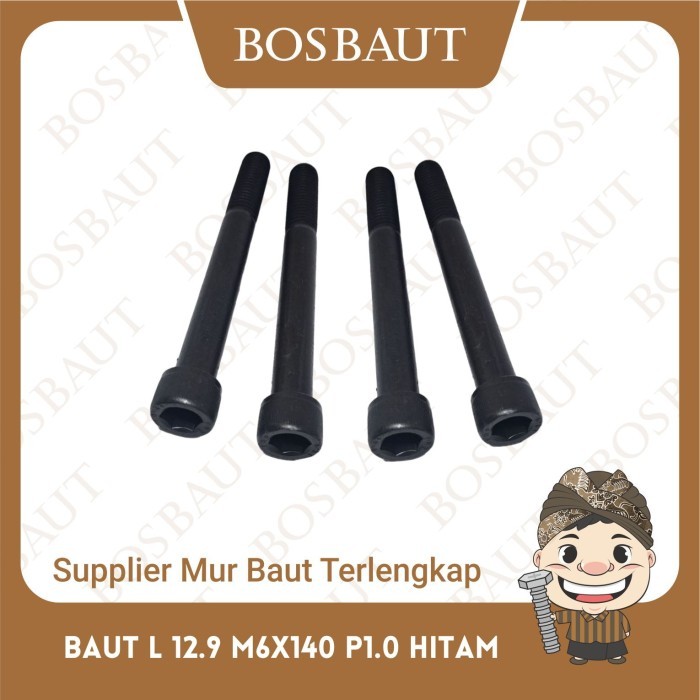 เบ้าเหล็ก L Bolt 12.9 M6X140 P1.0 สีดํา