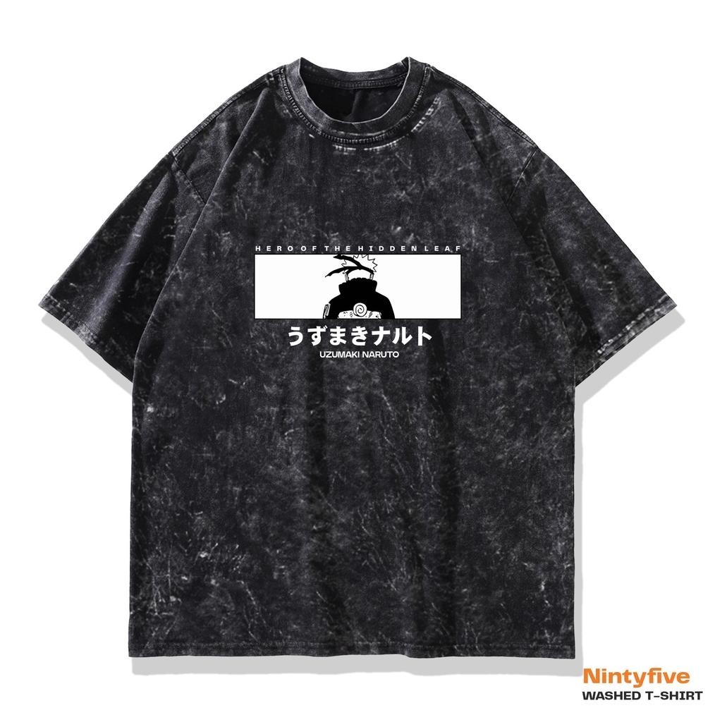 Naruto Shippuden เสื้อผ้าอนิเมะ Naruto Washed Oversize Tee Hero Of The Hidden Leaf เสื้อยืด
