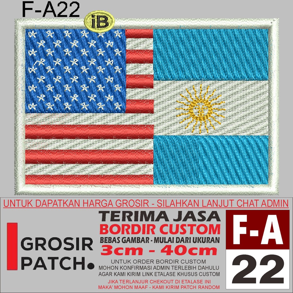 FA22 ARGENTINA FLAG MIX US FLAG LOGO EMBROIDERY PATCH - WHOLESALE REVIEW/TEMONI PATCH