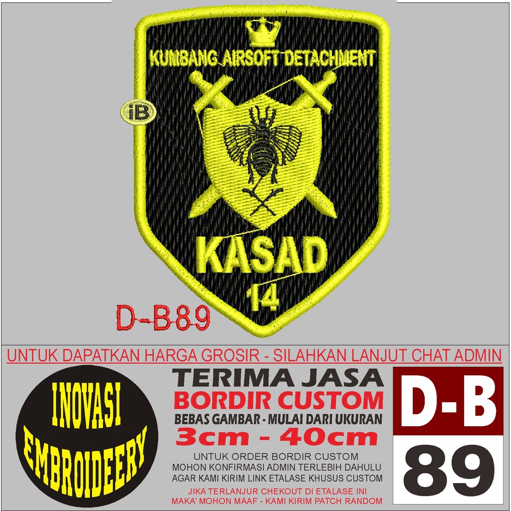 DB 89 KASAD LOGO EMBROIDERY PATCH - INNOVATION EMBROIDERY TESTIMONI