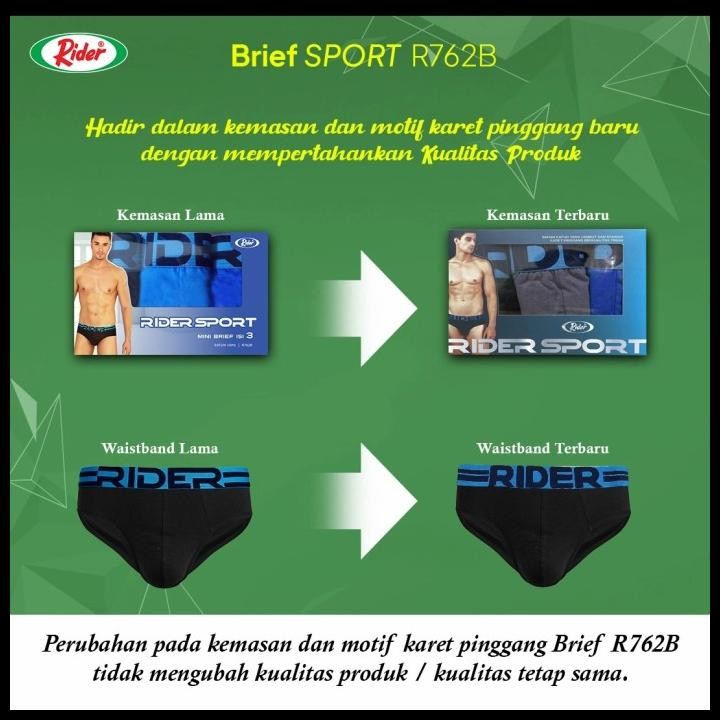 Rider Sport Brief R762B ชุดชั้นในชาย (3 ชิ้นใน 1 กล่อง) เนื้อหา 3 ชิ้นคุณภาพดี