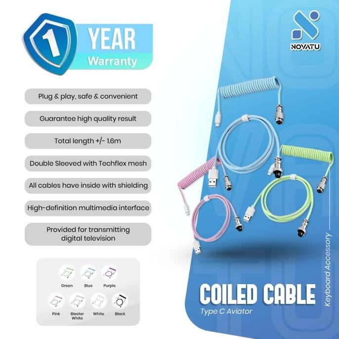 Type C Aviator Coiled Cable Mechanical Keyboard Plug And Play