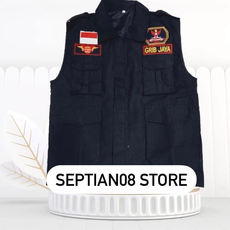 Grib Jaya Collar Vest เสื้อกั๊กสีดํา Grib Jaya Organization Collar Full Atturets Grib Jaya Field Ves