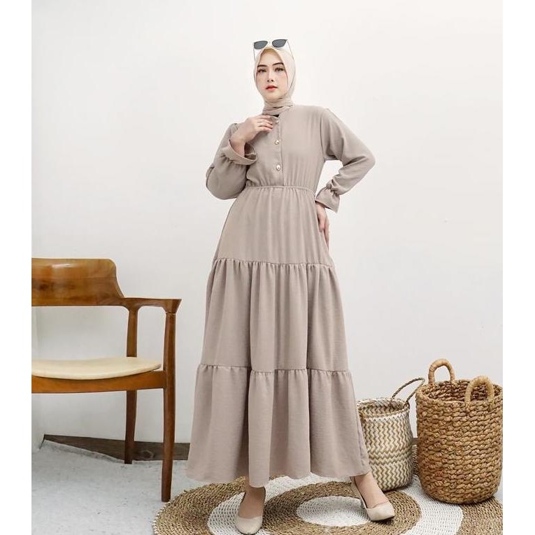 ใหม่ชุดยาว Maxi แขนยาวมุสลิมผู้หญิงปุ่มทอง Variation - Jfashion Azka