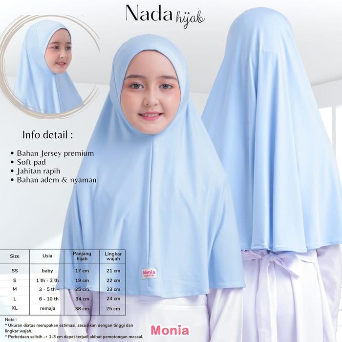 Gharim- Nada Hijab School Hijab Instant Childrens Hijab Premium Jersey Material Nonped By Monia