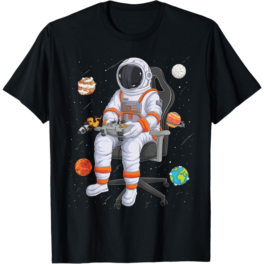 นักบินอวกาศ Gamer Space Men Kids Planet Game System เสื้อยืด