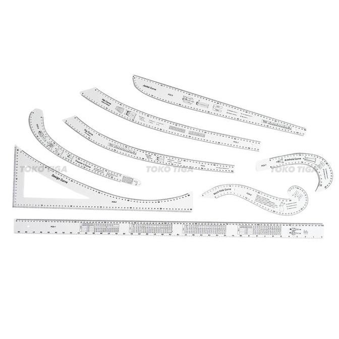 จัดส่งฟรี - ไม้บรรทัดอะคริลิคสําหรับร่างกาย แขน คอ สะโพก กางเกง / ไม้บรรทัดลาย French Curve (FCS)