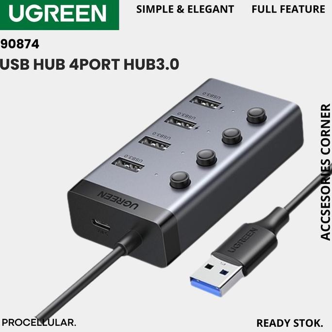 Ugreen USB HUB 3.0 4 in 1 Splitter LED 12V สายชาร์จข้อมูล