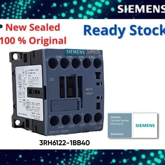 SIEMENS 3RH6122-1BB40 รีเลย์คอนแทค 2 NO + 2 NC, DC 24V ขนาด S00