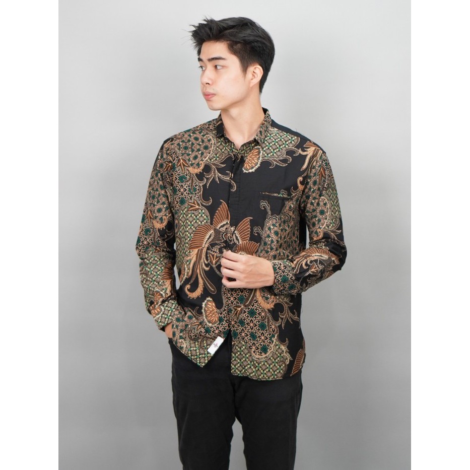 KEMEJA Swiping Up เสื้อบาติกผู้ชาย, Modern Slimfit Ajisai Long Batik Top