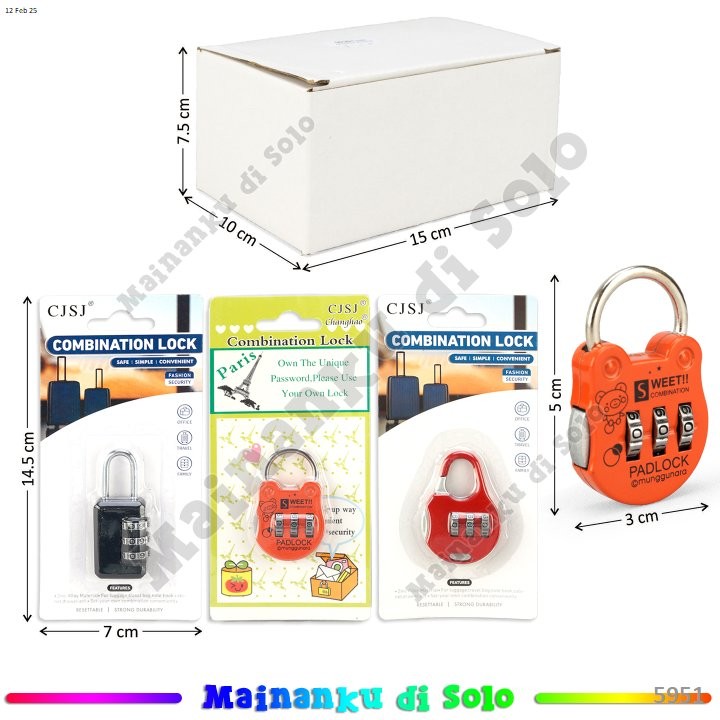 [Mainaku] CJSJ Combine Lock Number Suitcase Padlock 05B RANDOM Model