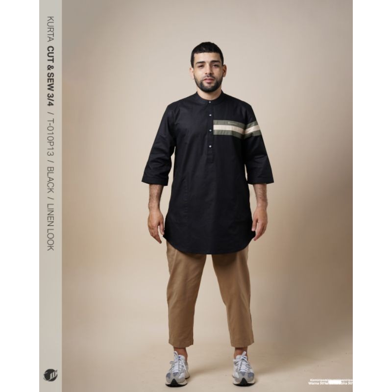 Samase Black Kurta Cut&Sew 3/4 T010P Size S