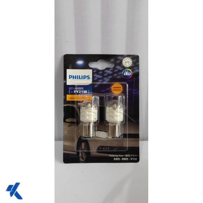 ไฟ LED TURN SIGNAL PY21W BAU15S AMBER ORANGE PHILIPS ULTINON PRO3100