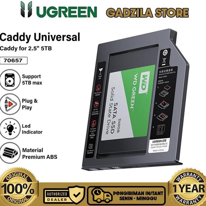 UGREEN SATA Hard Disk Drive HDD Caddy สําหรับ 9.5 มม.ถาด Harddisk 2.5 "SSD Max 5TB ไดรฟ์สําหรับโน้ตบ