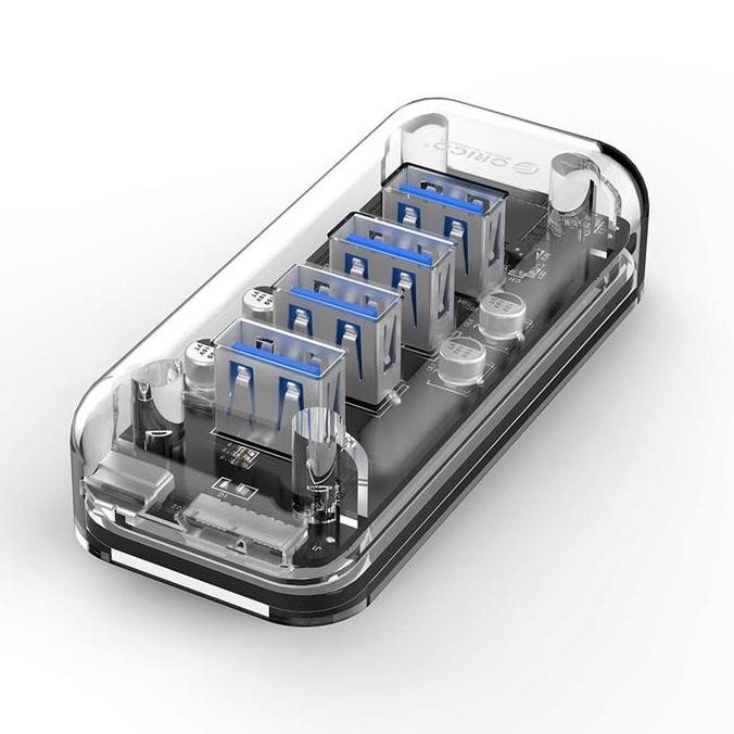 - ORICO F4U-U3 4 พอร์ต USB3.0 การ์ด HUB โปร่งใส