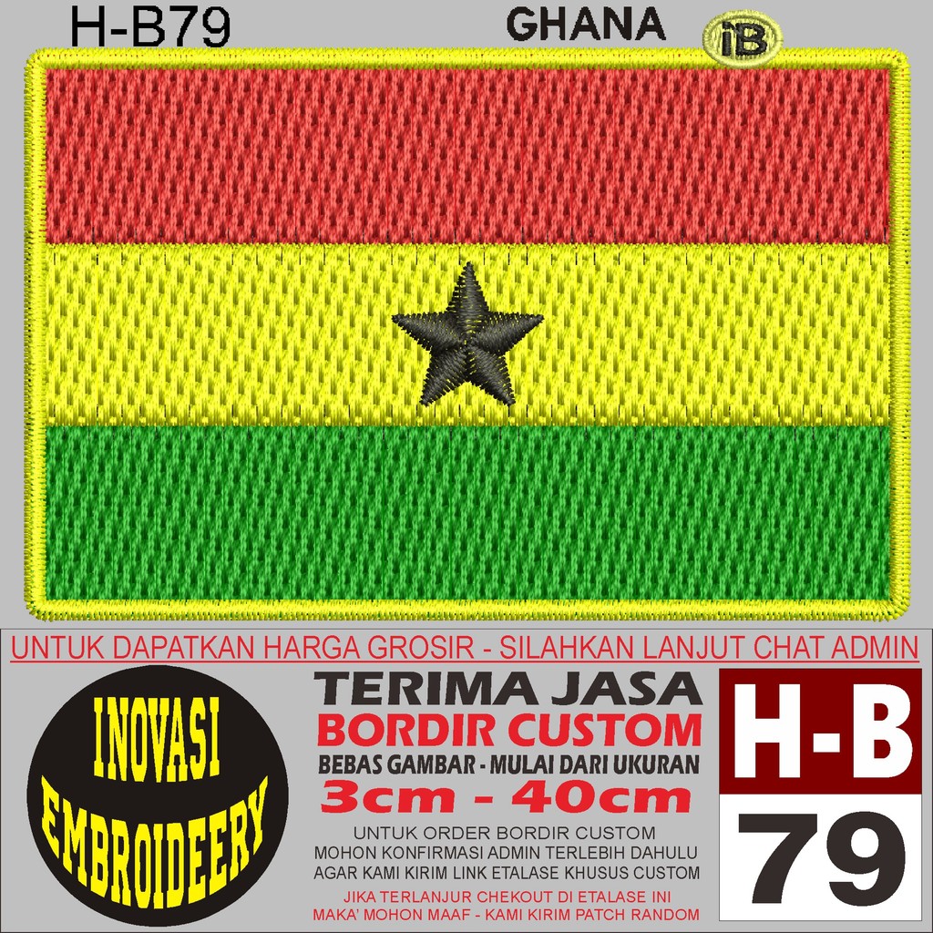 H-B79 GHANA LOGO EMBROIDERY PATCH - NOVATION EMBROIDERY TESTIMONI