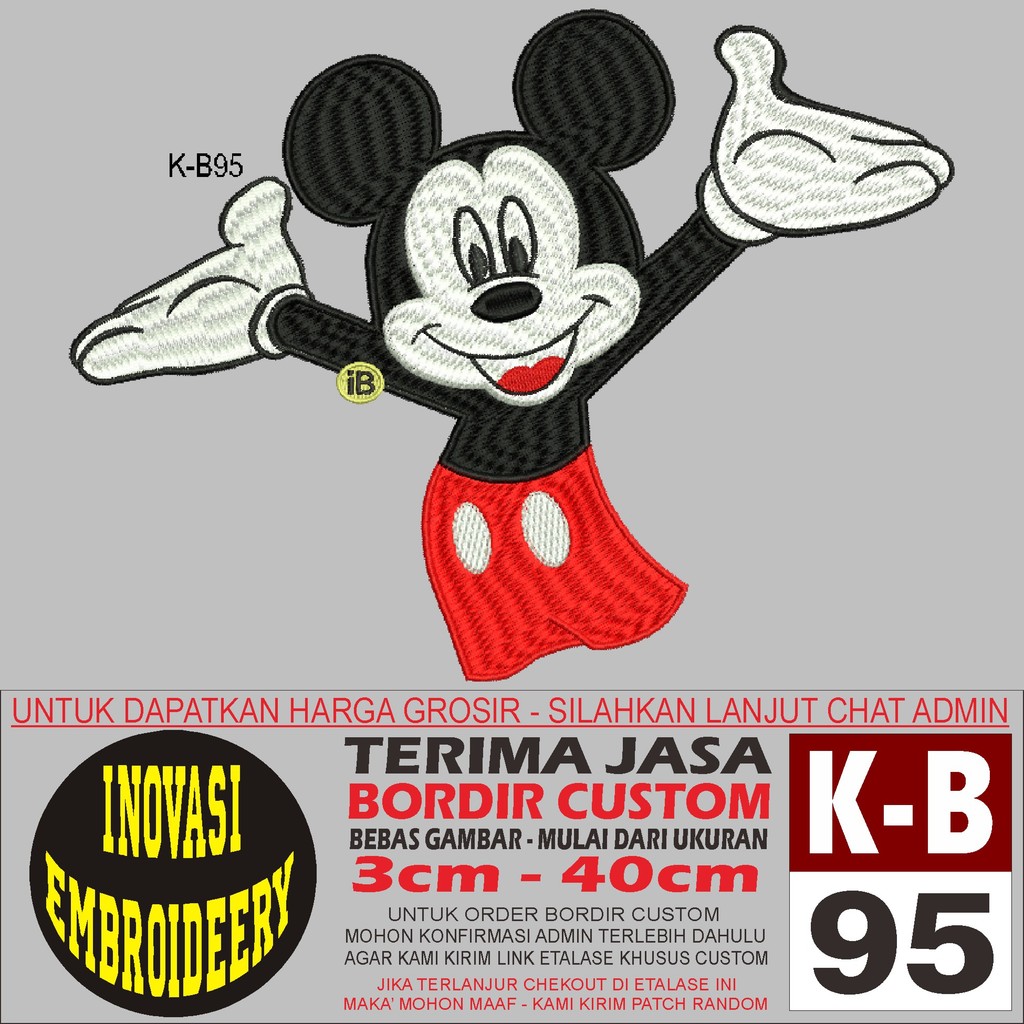K-B95 MIKI MOS LOGO EMBROIDERY PATCH - INNOVATION EMBROIDERY TESTIMONI