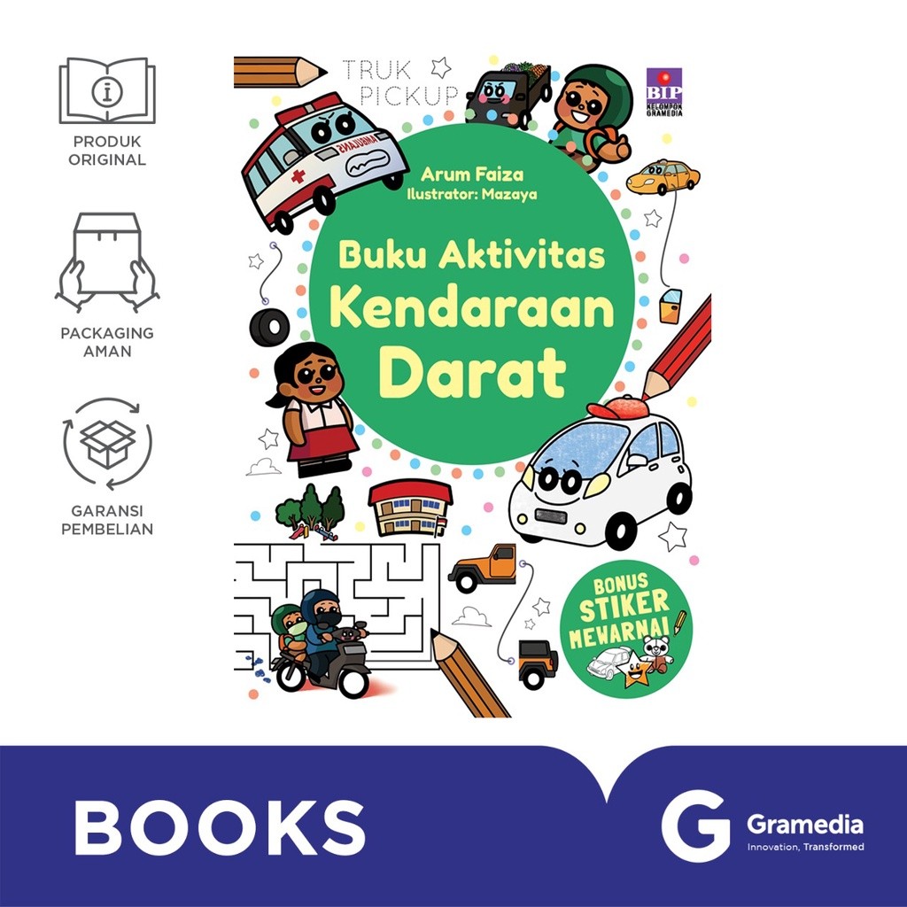 หนังสือกิจกรรม Land Vehicle (สติ๊กเกอร์ระบายสี Bonus BIP)
