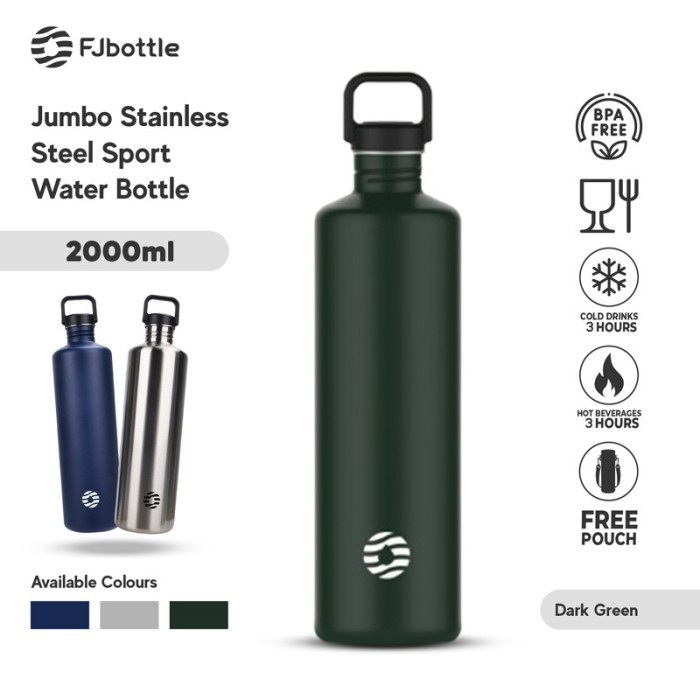 Fjbottle - ขวดน้ําดื่มกีฬาสแตนเลสจัมโบ้ 2 ลิตร