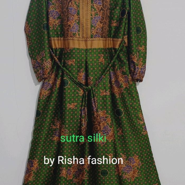 Muslimah Batik Gamis Nu Gamis Silki วัสดุ Silki วัสดุสตรีชุดศึกษาอิสลาม