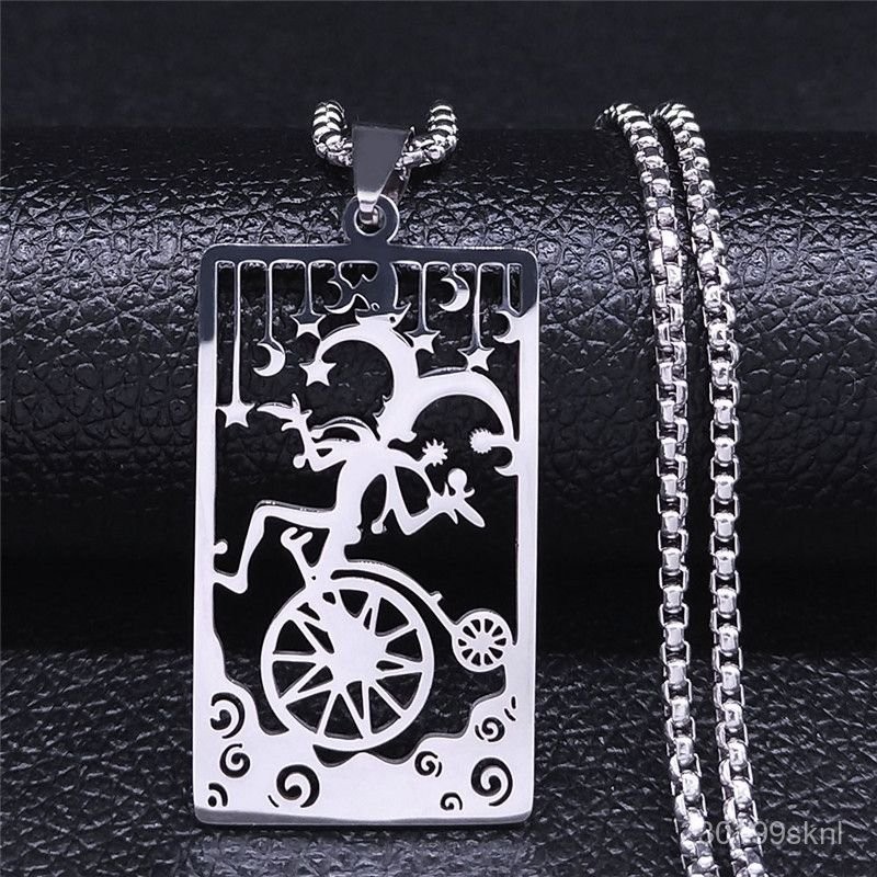 Hip Hop Punk Tarot Card Satan Clown เสื้อกันหนาวอุปกรณ์เสริม Unisex สร้อยคอเครื่องประดับสแตนเลส 5GMO
