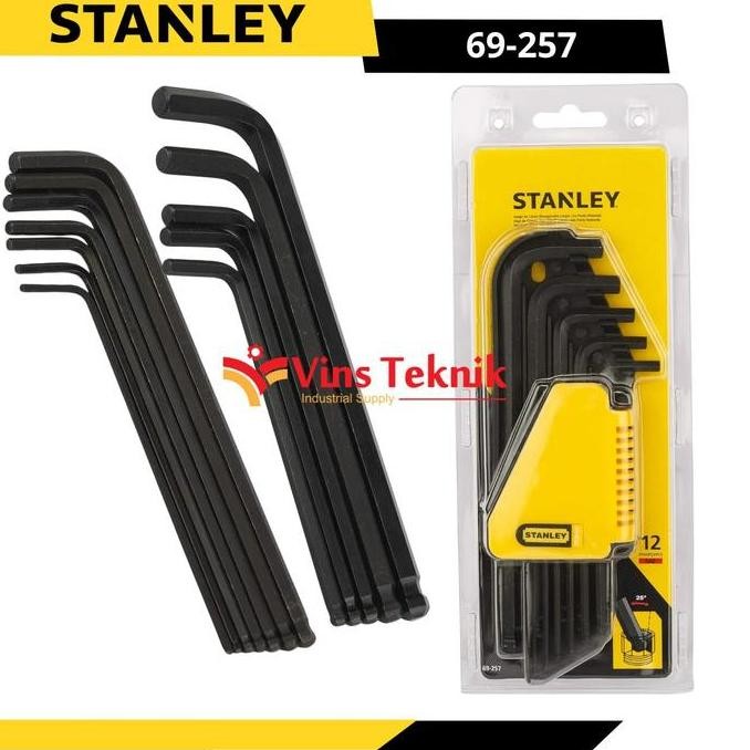 QUALITY L KEY SET HEX METRIC 12PCS BALLPOINT HEX KEY SET STANLEY 69-257