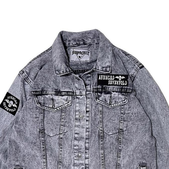 เสื้อแจ็คเก็ตยีนส์สกรีนแจ็คเก็ตยีนส์ผู้ชายคอปกใส่สบาย AVG 016 dasps