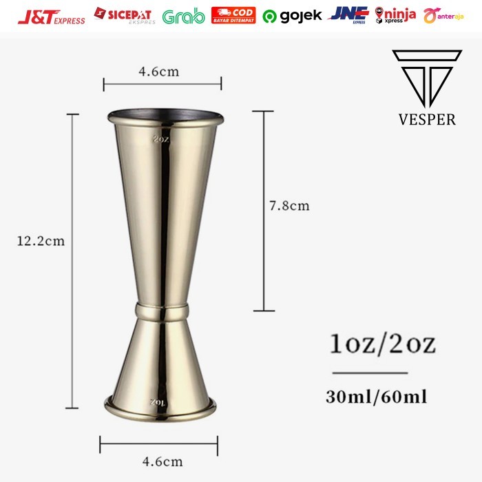 Premium Jigger Stainless 30/60Ml / ถ้วยตวงค็อกเทล ส่วนลดจัดส่งฟรี