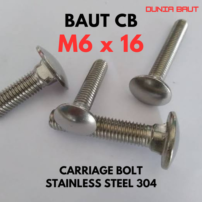 CB M6X16 สลักเกลียว / 6X16 สลักเกลียวกันชน / สลักเกลียวรถม้า M6 X 16 / 6 X 16 ร่ม / M6X16 สแตนเลส SS
