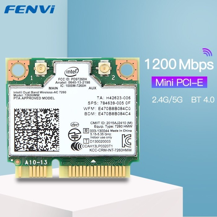 Intel 7260 การ์ด Wifi ไร้สาย AC Bluetooth HMW HALF MINI PCIE