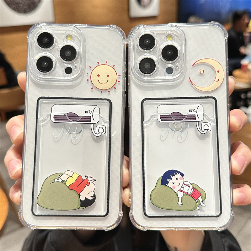 ล่าสุด Card Holder Shinchan Case Hp Oppo C75 C75x Note 60 60x Realme C61 C63 C65 A3X A3 Pro 5G Reno 