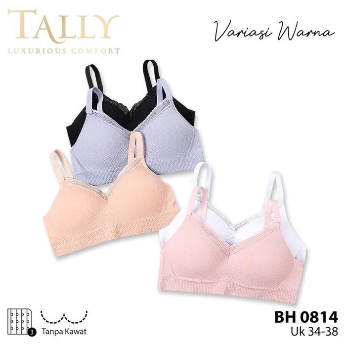 คือ 2 & 3 ชิ้น Tally Knit Bra 0814 I Cup B No Wire I Thin Foam I Size 34-38