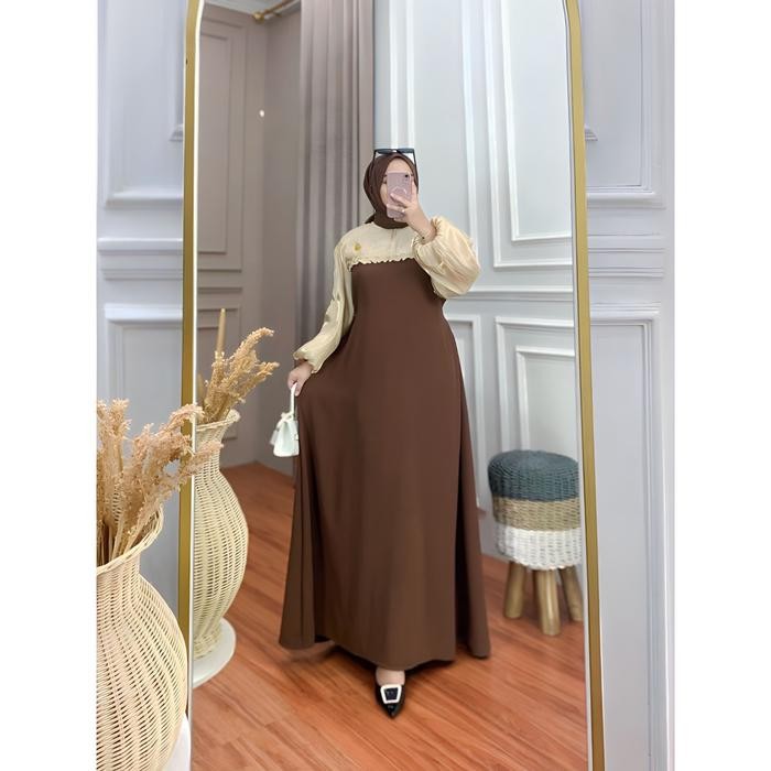Aura Dress Gamis Cringkel Airflow Combine Shimmer Silk