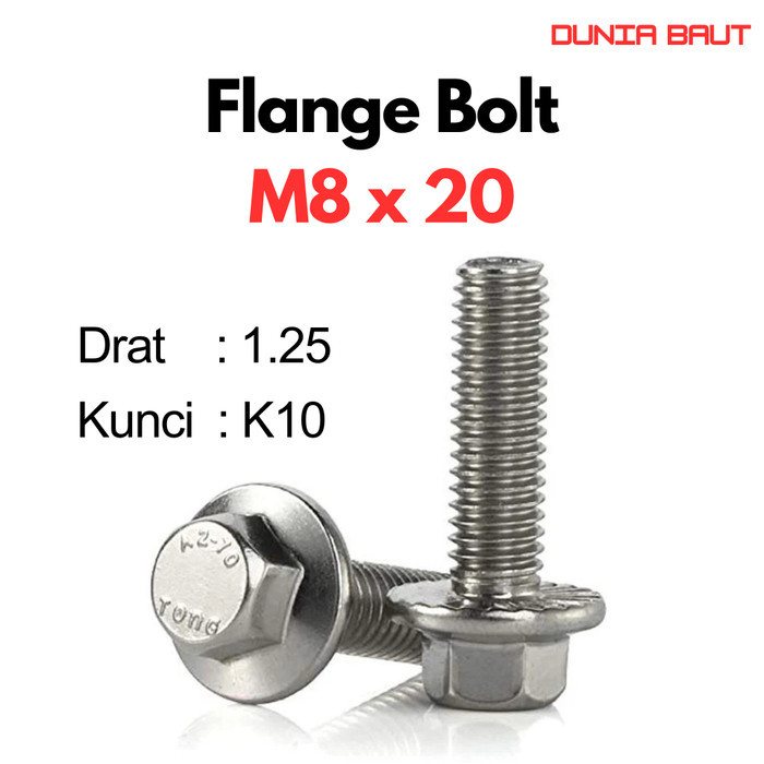 สลักหน้าแปลน M8X20 / ฝาครอบโบลท์ 8X20 / M8 X 20 / 8 X 20 Stainless SS304 / SUS304 / A2-70