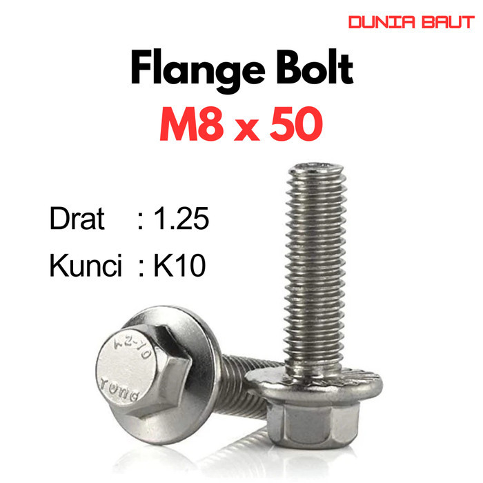สลักหน้าแปลน M8X50 / ฝาครอบโบลท์ 8X50 / M8 X 50 / 8 X 50 Stainless SS304 / SUS304 / A2-70