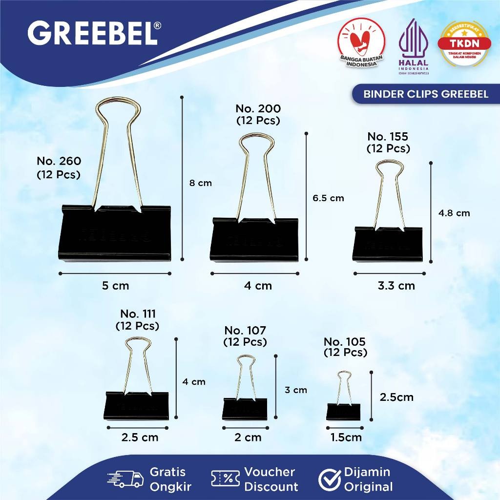 GREEBEL Binder Clip / คลิปหนีบกระดาษสีดําขนาดใหญ่และเล็ก
