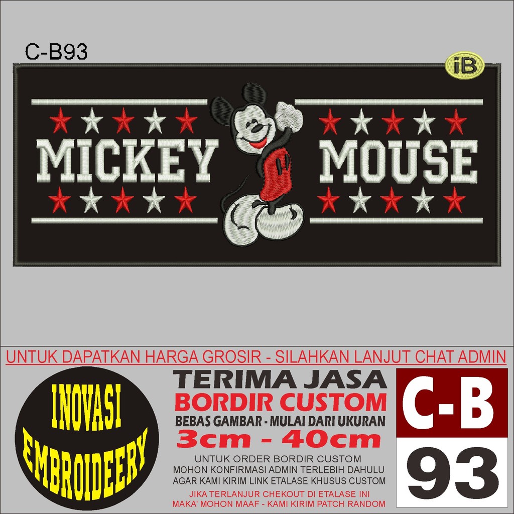 BC 93 MICKEY MOUSE LOGO EMBROIDERY PATCH 1 - INNOVATION EMBROIDERY TESTIMONI