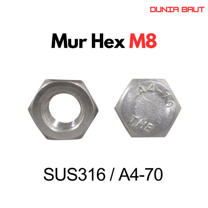 SS316 M8 Nut / M8 Stainless Nut / Hex Nut M8 SUS316 / A4-70
