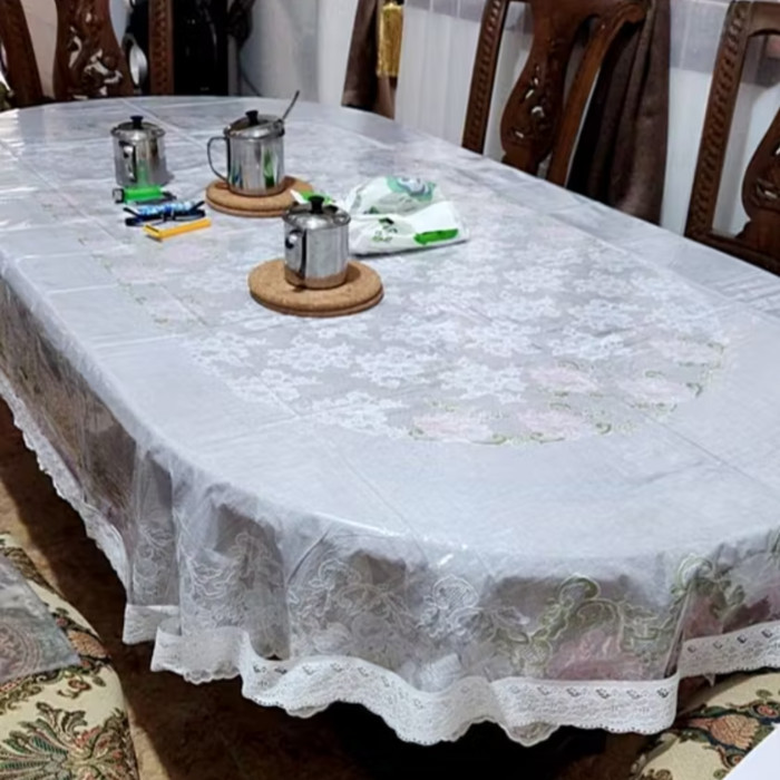 MEIWA กันน้ํา OVAL/LONJONG DINING TABLECLOTH สําหรับเก้าอี้ 6-8 ตัว