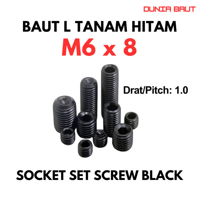 M6X8 ฝัง Bolt / L ชุด 6X8 / L ฝัง Bolt M6 X 8 / L ชุดสีดํา 6 X 8 - ชุดซ็อกเก็ตสกรูสีดํา