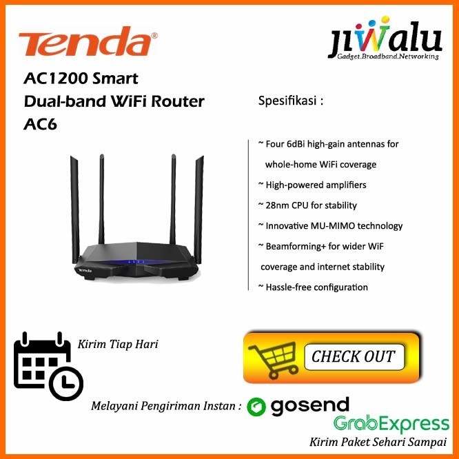 Tenda AC6 AC1200 เราเตอร์ไร้สายสมาร์ทดูอัลแบนด์
